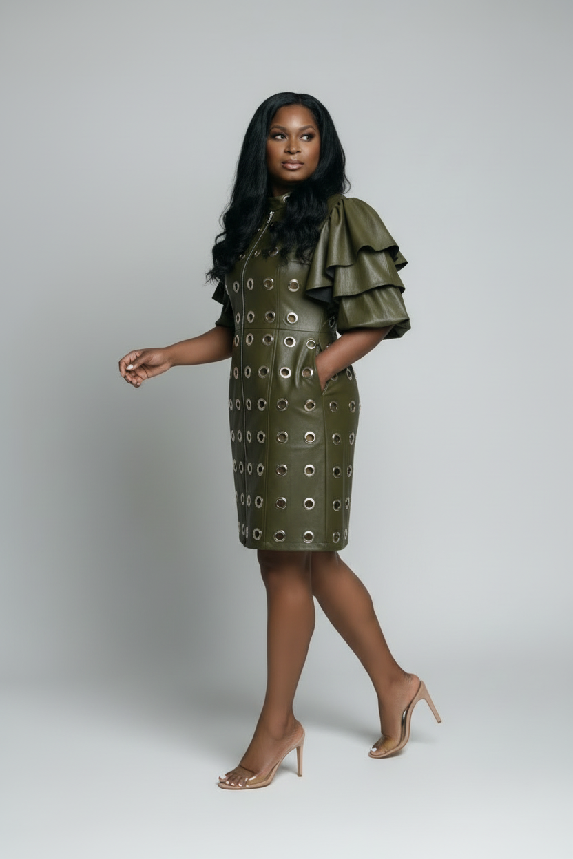 Model wearing Ruffled Edge Dress in different pose